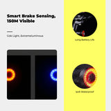 Bike, universal port rechargeable, smart brake sensing, waterproof, night riding Red Blue Upgraded Dual Mount