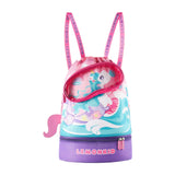 Maxbell Kids Drawstring Backpack Swimming Bag Cute Seaside Waterproof Drawstring Bag Pink Purple Unicorn