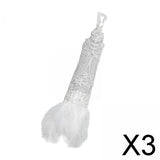 Maxbell 3xWomen's Lace Glove with Feather Gothic for Wedding Costume Accessories White
