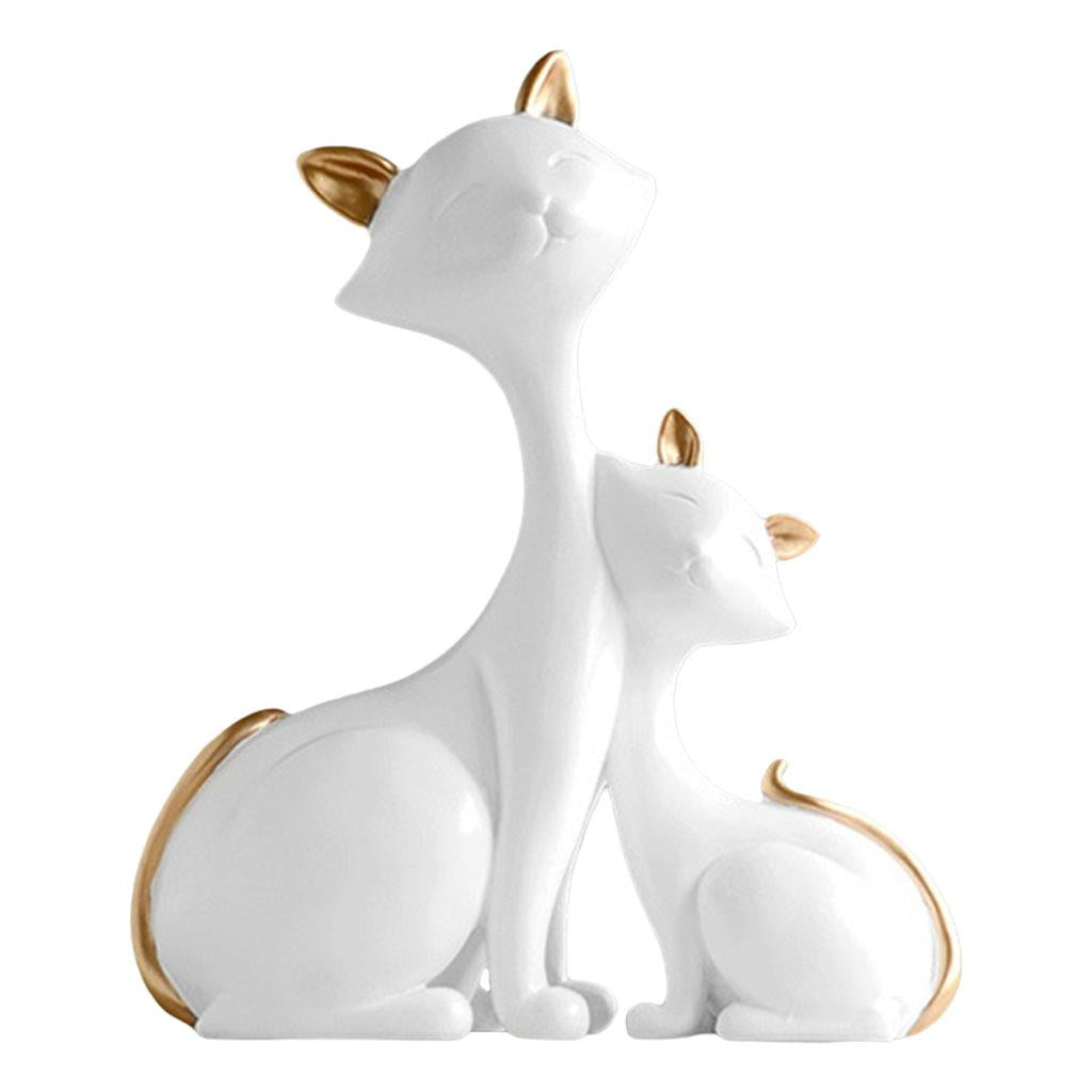Maxbell Maxbell Cat Figurine Home Decor Crafts Modern Statue Desktop Birthday Gift White