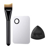 Maxbell 3x Flat Foundation Brush with Sponge Palette Tray for Blending Cream
