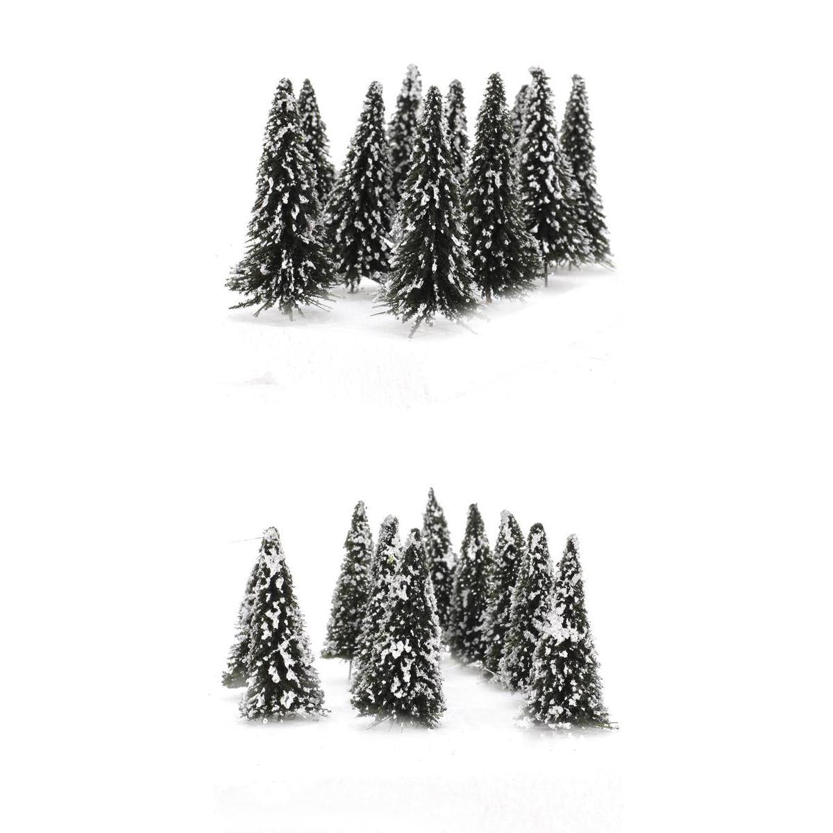 Maxbell 20pcs Model Cedar Trees w/ Snow Train Railway Park Forest Diorama Scenery HO N