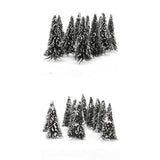 Maxbell 20pcs Model Cedar Trees w/ Snow Train Railway Park Forest Diorama Scenery HO N