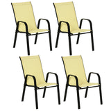 Stackable Mesh Seat Chairs Set of Four - Comfortable Outdoor Dining in