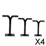 Maxbell 4x3Pcs Detachable Acrylic Earrings Jewelry Holder Display Stands Black