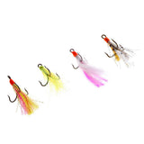 Maxbell 4pcs Reflective Artificial Feather Dressed Treble Hook Dry Flies Crankbaits for Minnow Fishing Lures - Aladdin Shoppers