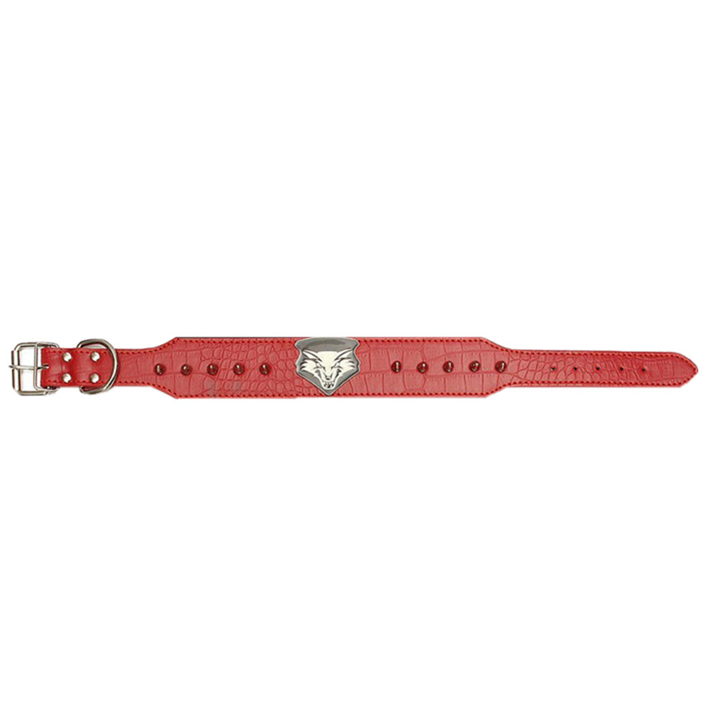 Maxbell Maxbell Spiked Studded Metal Dog PU Leather Wolf Rivet Collar Neck Strap Red L