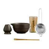 Maxbell Matcha Set Sturdy Japanese Tea Making Tools Sifter Bamboo Spoon Complete Kit Black