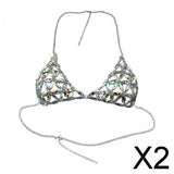 Maxbell 2xWomen's Body Chain Sleeveless Stylish Lingerie for Festival Streetwear Beach Silver