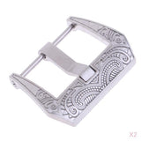 Maxbell 2pcs Stainless Steel Flower Carving Screw-in Buckle Watch Band Strap Clasps