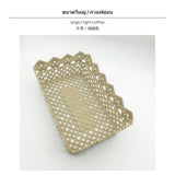 Maxbell Plastic Storage Basket, Desktop Organizer Bin, Rattan-Inspired Hollow Design, Rectangular Drawer Box, Multi-Size & Multi-Color, Office document Organizing, Makeup, Socks, Living Room & Dorm Large Light Coffee