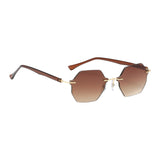 Rimless Sunglasses Girls UV Protective Sun Glasses Eyewear Gradient Brown