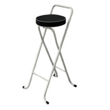 Maxbell Bar Stool Round Foldable Breakfast Bar Stool for Office Restaurant Garden Whitetube Blackseat