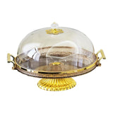 Maxbell Dessert Snack Serving Platter Round Display Cakes Stand with Lid for Muffins Amber