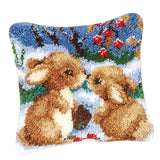 2 Set Rabbit Pillowcase Latch Hook Kit and 2pcs Latch Hook Tool for Beginner