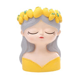 Maxbell Cute Resin Planter Gift Modern Girl Face Flower Pot for Balcony Table Garden Style A