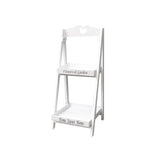 Maxbell Foldable Wooden Plant Stand 2 Tier Flower Pot Holder for Office Garden White