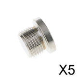 Maxbell 5xElectroplated Nickel Hex Bolt Bung Plug for O2 Oxygen Sensor M18x1.5 Thread