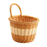 Maxbell Hanging Woven Storage Basket Rustic Container for Farmhouse Living Room Home Dark Brown Beige
