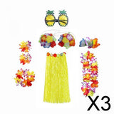 Maxbell 3xhawaiian Skirt Costume Set Fancy Dress Luau National Dress Cosplay 80cm Yellow