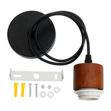 Maxbell Wood Pendant Light Cord E27 Socket Pendant Lamp Fitting for Bar Bedroom Cafe Walnut color  white