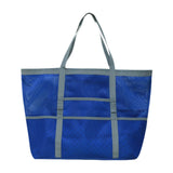 Maxbell Maxbell Mesh Beach Bag with Pockets Foldable Shoulder Bag for Vacation Holiday Women Blue