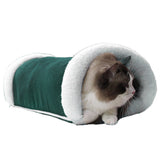 Maxbell Maxbell 2 in 1 Tube Cat Play Tunnel Warm Carpet Mat Small Animals Bed Pet Toy Green_S