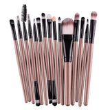 Maxbell Maxbell 15 Pieces Cosmetic Eyeshadow Eyeliner Eyebrow Makeup Brush Rose Gold Black