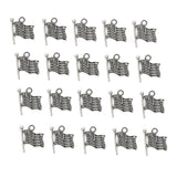 Maxbell 40 Pieces Silver Vintage USA American Flag Pendant Finding Bead Findings