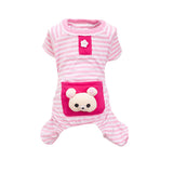 Maxbell Maxbell Pet Dog Cat Puppy Soft Striped Pajamas Jumpsuit Coat Clothes Apparel Pink L