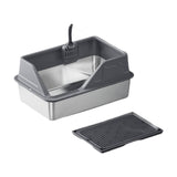 Maxbell Cat Litter Tray with Raised Edges Splashproof Large Capacity Include Scooper Deep Gray
