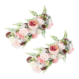 Maxbell 2 Pieces Fake Flowers Swag Wreath Stylish for Front Door Wedding Living Room