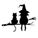 Maxbell Wall Art Metal Silhouette Witch and Cat Statue for Fence Home Indoor Outdoor