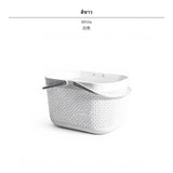 Maxbell Bathroom Storage Basket, Portable Plastic Bath Basket with Handle, Hollow Design Shower Tote for Bathroom & Dorm, 28cm by 18.5cm by 18cm, ivory/Grey White