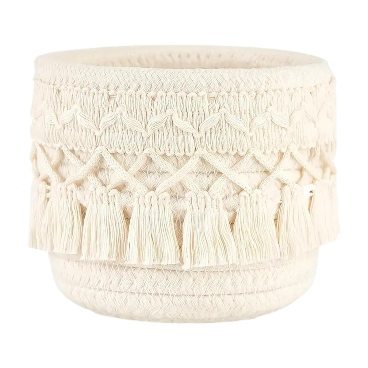 Maxbell Woven Rope Basket Cosmetic Display Case for Vanity Countertop Dressing Table 12x10 White