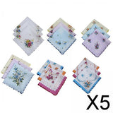 Maxbell 5x18 Pieces Women Soft Cotton Handkerchiefs Wedding Party Hankie Kerchiefs