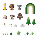 Maxbell 23Pcs Animal Cake Toppers Statue for Baby Shower Wedding Boys Girls Birthday Green Rainbow