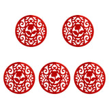 Maxbell 5 Pieces Silicone Trivet Mat Cup Coaster for Countertop Kitchen Dining Table red