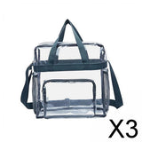 Maxbell 3xPVC Tote Durable Purse Clear Bags Stadium for Camping Sports Events Shopping Gray