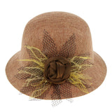 Maxbell Ladies Flax Fashion Straw Beach Fisherman Sunhat Outdoors Topee Khaki+Beige