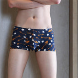 Maxbell Maxbell Sexy Men Seamless Boxer Briefs Printed Panties Underwear  2XL Blue Fishbone
