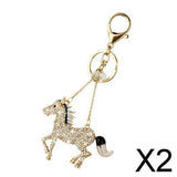 Maxbell 2xCreative Crystal Horse Charm Pendant Key Ring Keychain