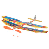 Assembly Airplane Aircraft Launched Powered By Rubber Band Blue & Yellow