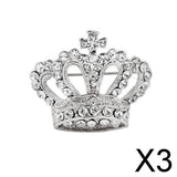 Maxbell 3xBoho Victoria King Queen Crown Crystal Brooch Pin Silver Wedding Xmas