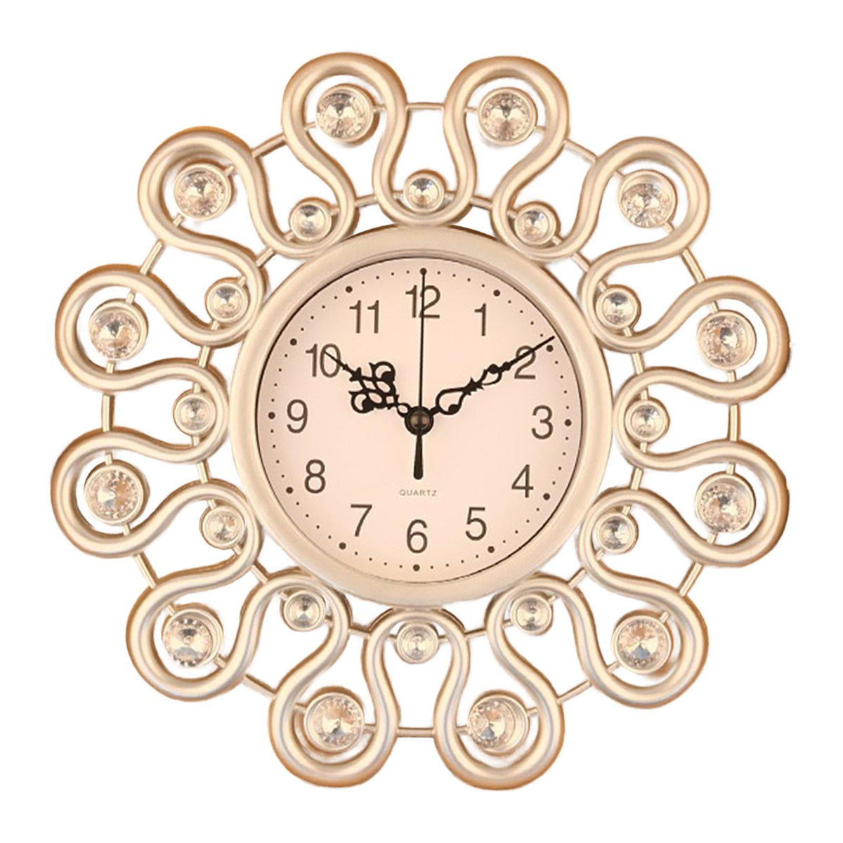 Maxbell Wall Hanging Clock Sparkling Bling Creative Mute for Home Living Room Office Style H