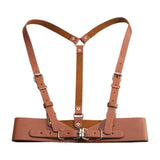 Maxbell Women's Waist Harness Belt Punk Body Waist Belt for Streetwear Festival Lady Brown