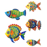 Maxbell 5Pcs Fish Wall Sculpture Home Living Room Beach Themed Room Decor