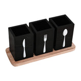 Maxbell Kitchen Utensils Holder Spoon Fork Knives Flatware Dispenser for Cafe Pantry Black