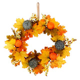 Maxbell Artificial Rattan Halloween Pumpkin Flower Wreath Front Door Wreath Decor A