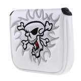 Maxbell Maxbell Square Skull Golf Mallet Putter Head Cover Bag with Magnetic Closure White